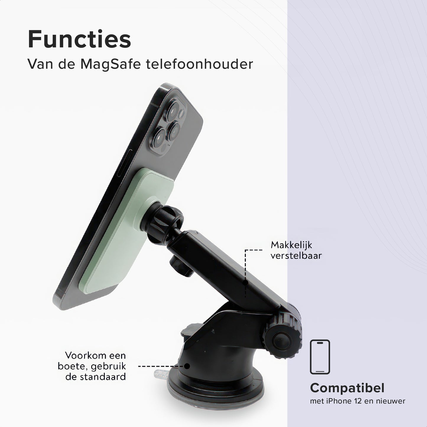 VOTIQ® MagSafe Autohouder iPhone 14/13/12 Draadloze oplader Mini/Max/Pro Apple iPhone Telefoonhouders magnetisch (Groen)…