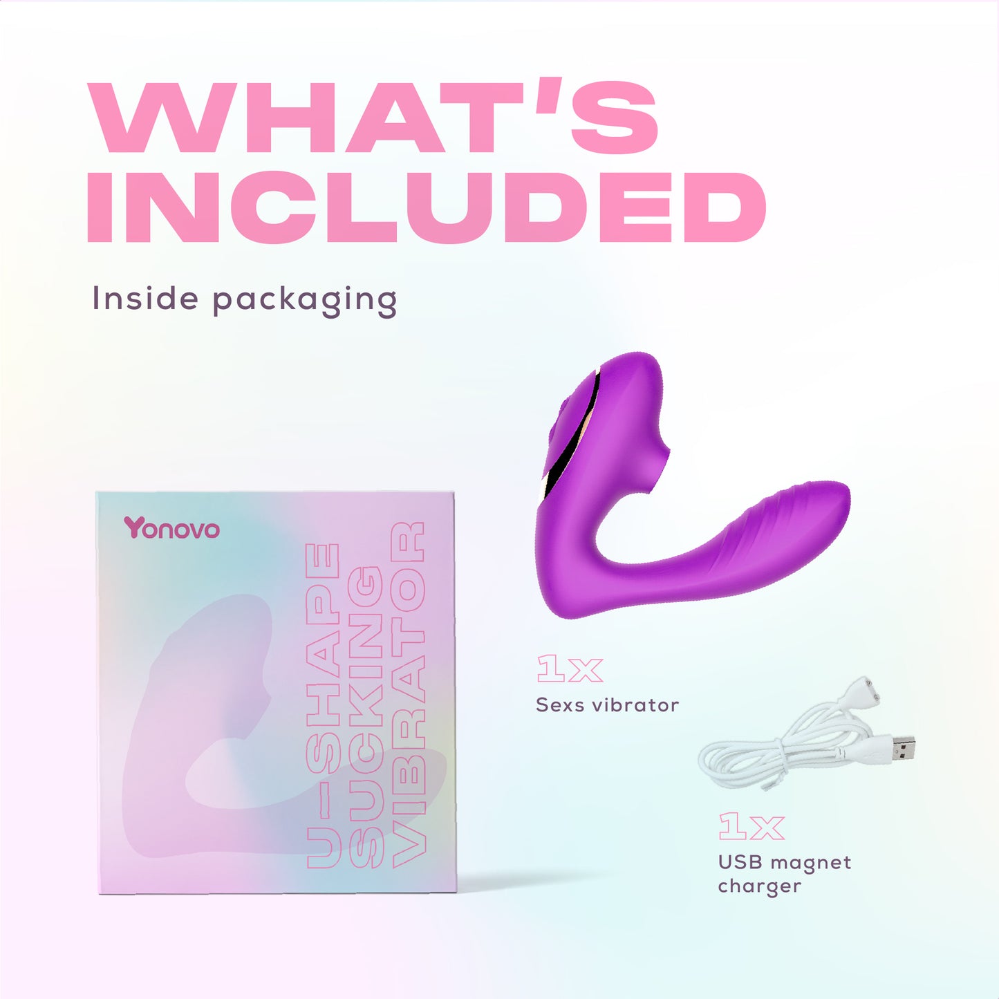 Yonovo® U-shape luchtdruk vibrator Paars