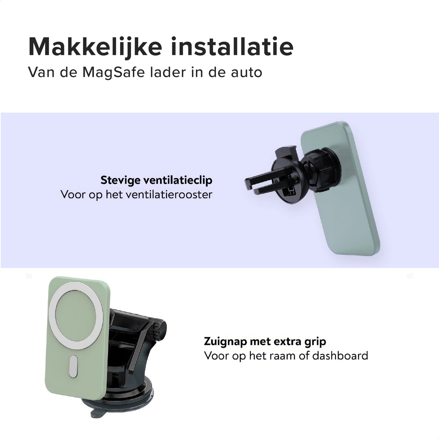 VOTIQ® MagSafe Autohouder iPhone 14/13/12 Draadloze oplader Mini/Max/Pro Apple iPhone Telefoonhouders magnetisch (Groen)…