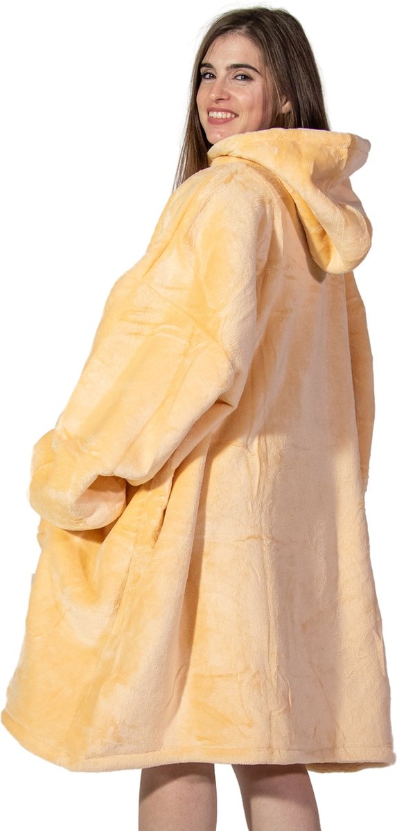 Comfies® Draagbare Deken - Hoodie Blanket huggle - Oversized - Oodie - Fleece Sherpa - Hoge kwaliteit- Plaid cozy snuggie - Beige