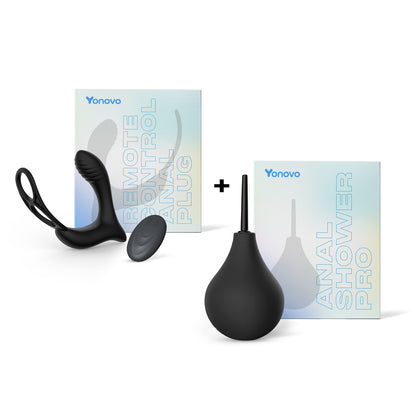 Yonovo® Anaal Douche Pro + Yonovo® Prostaat vibrator met cockring
