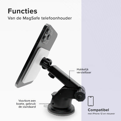 VOTIQ® MagSafe Autohouder iPhone 14/13/12 Draadloze oplader Mini/Max/Pro Apple iPhone Telefoonhouders magnetisch (Wit)…